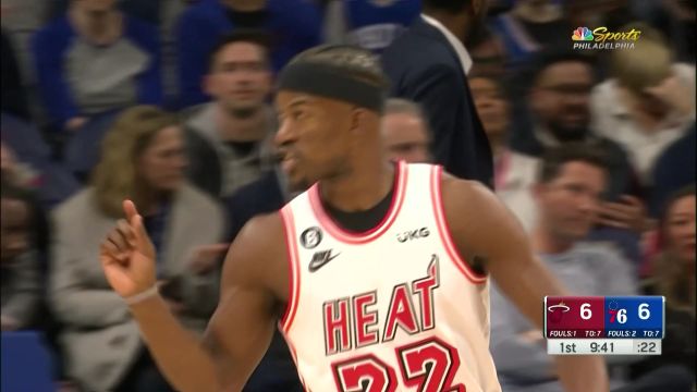 【2023年02月28日 热火vs76人集锦】巴特勒颜射恩比德作出嘲讽手势 后者强势1v2后仰还以颜色