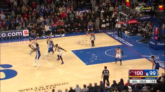 【2023年02月28日 热火vs76人集锦】热火积极防守轮转迅速协防 恩比德反超球仓促出手遭封盖