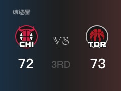 公牛三节领先猛龙，西亚卡姆得到15分，武切维奇得到18分