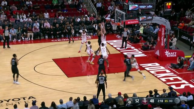 【2023年03月08日 篮网vs火箭集锦】霸气顶开防守 克拉克斯顿空中对抗把球放进