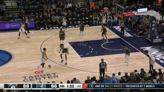 【2023年03月11日 篮网vs森林狼集锦】今天这球必须进！克拉克斯顿空中漫步追身补扣续弦