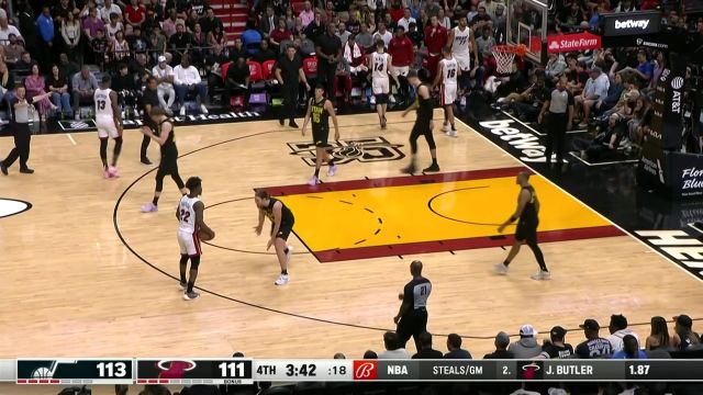 【2023年03月14日 爵士vs热火集锦】热火退防出现严重漏洞 凯斯勒单手指天完成空接终结