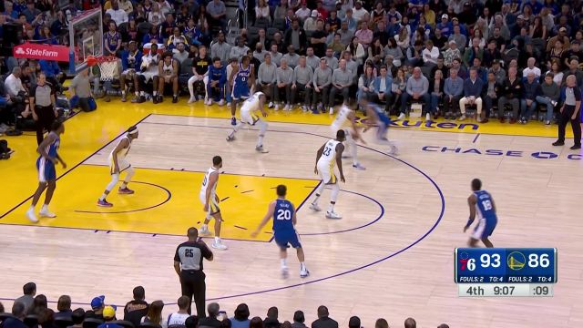 【2023年03月25日 76人vs勇士集锦】一波操作猛如虎！普尔急停三分+凌空暴扣 场边大帝坐不住了