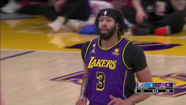 【2023年03月25日 雷霆vs湖人集锦】将最强点的优势发挥到极致 戴维斯制霸禁区连投带扣轰下6分