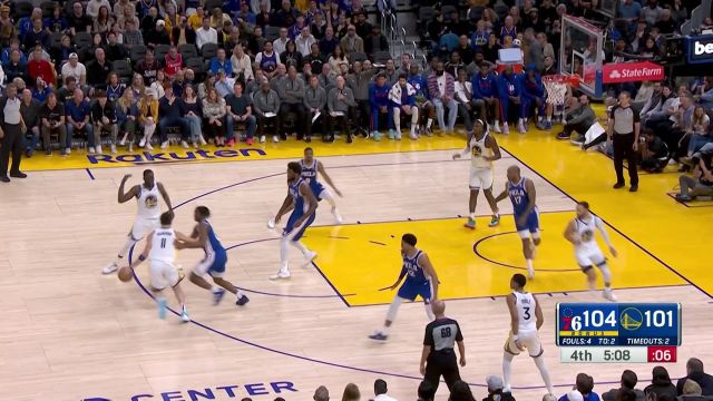 【2023年03月25日 76人vs勇士集锦】神仙打架！克莱骑马射箭三分飙中 恩比德旱地拔葱暴扣反击