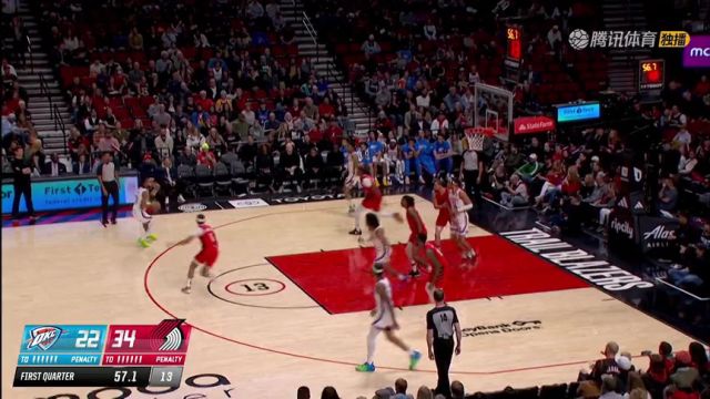 【2023年03月27日 雷霆vs开拓者集锦】乔外线架炮 抬手三分一箭穿心