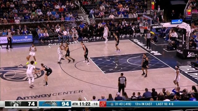 【2023年03月27日 篮网vs魔术集锦】久违的进球终于来了！约翰逊突破篮下拿下两分造成2+1