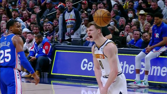 【2023年03月28日 76人vs掘金集锦】平地一声雷 布劳恩暴力补扣惊艳全场