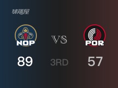 NBA常规赛：三节战罢，鹈鹕以89- 57领先开拓者，英格拉姆29分6篮板4助攻