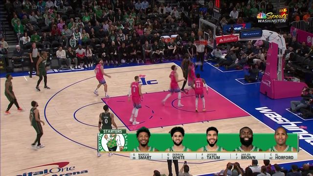 【2023年03月29日 凯尔特人vs奇才集锦】一秒进入状态！布朗鬼手断球顶着防守突破上篮