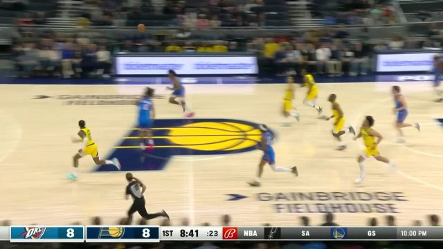 【2023年04月01日 雷霆vs步行者集锦】内史密斯精准切球完成抢断 马图林快攻反击完成上篮