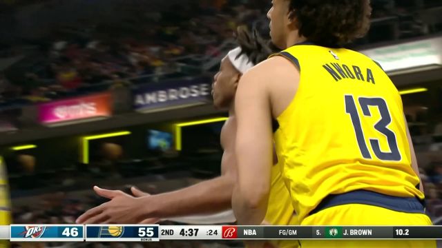 【2023年04月01日 雷霆vs步行者集锦】内姆布哈德反击快速上球 妙传希尔德上篮打进2+1