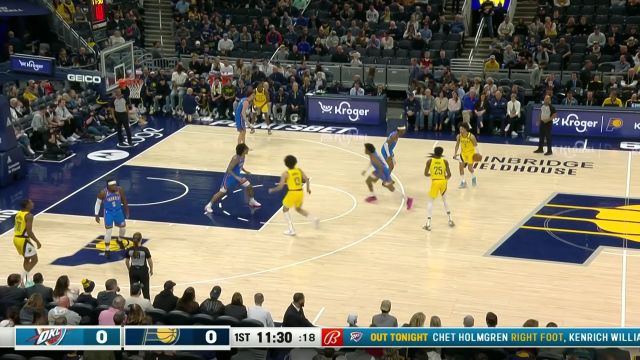 【2023年04月01日 雷霆vs步行者集锦】吉迪眼疾手快抢断快攻 妙传杰伦-威廉姆斯轻松上篮