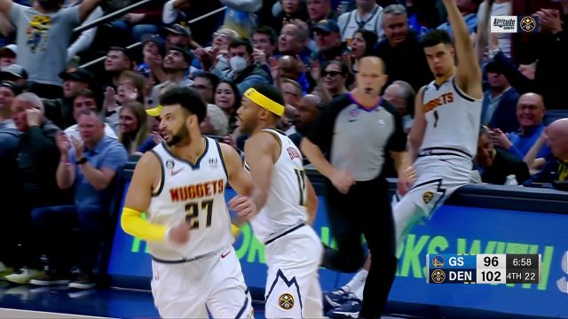 【2023年04月03日 勇士vs掘金集锦】穆雷镇守篮下捍卫禁区 送给追梦格林遮天大帽