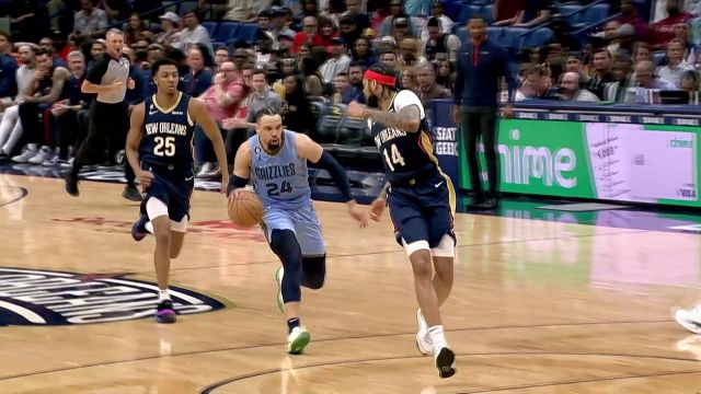 【2023年04月06日 灰熊vs鹈鹕集锦】挑战英格拉姆！狄龙飞身上篮稳稳命中