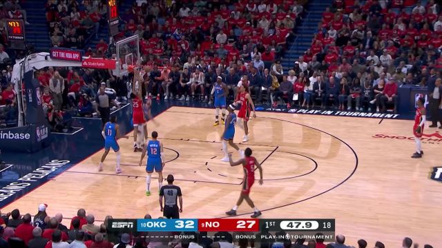 【2023年04月13日 雷霆vs鹈鹕集锦】密不透风滴水不漏 萨里奇守株待兔暴力封盖墨菲三世