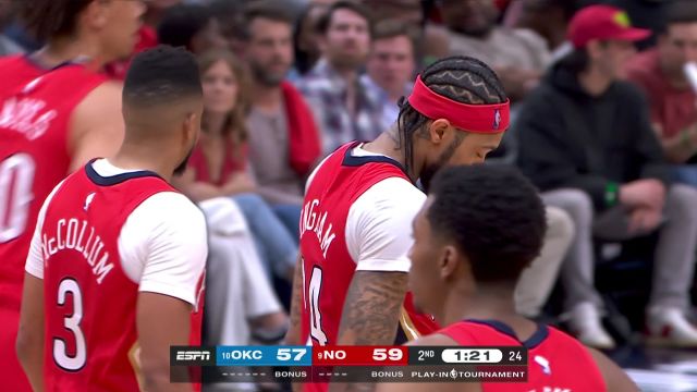 【2023年04月13日 雷霆vs鹈鹕集锦】重伤也不下火线！英格拉姆超90度崴脚后依旧选择场上作战