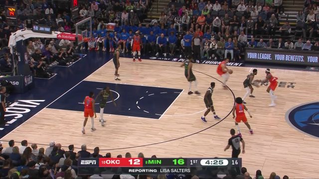 【2023年04月15日】NBA常规赛：雷霆vs森林狼第1节英文原声回放