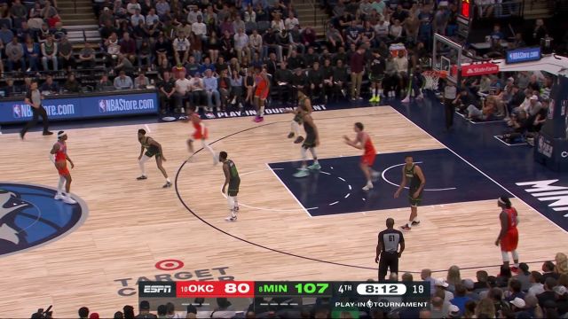 【2023年04月15日 雷霆vs森林狼集锦】饿狼扑食连续完成抢断 戈贝尔反击空袭炸筐提前杀死比赛