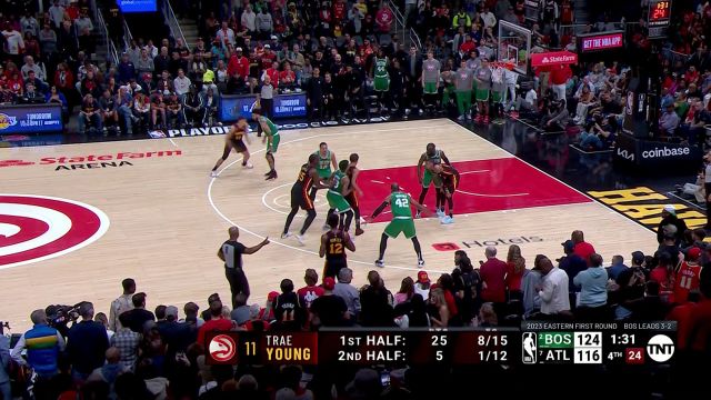【2023年04月28日 凯尔特人vs老鹰集锦】比赛还有悬念！ 亨特三分接球就投帮助球队追分
