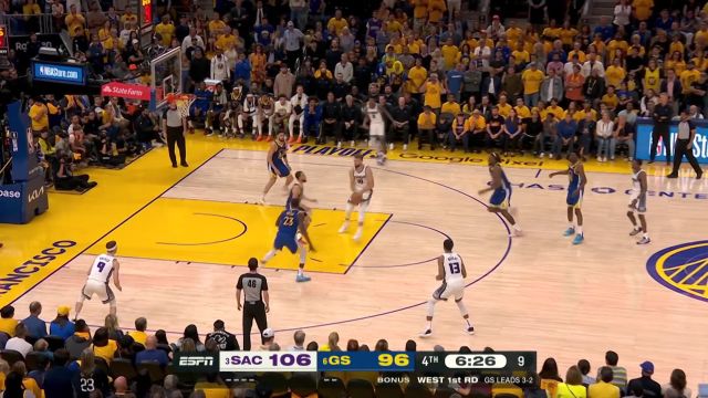 【2023年04月29日 国王vs勇士集锦】胜利的天平正在向国王倾斜！ 赫尔特连续两记三分将分差拉开至16分