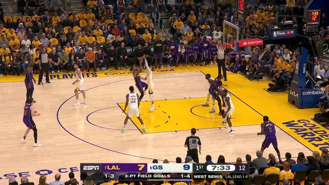 【2023年05月05日 湖人vs勇士集锦】顶级得分手的进入状态！ 拉塞尔两记高难度中投连得四分