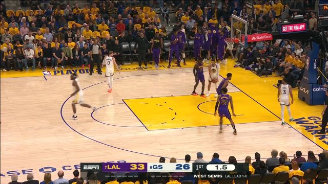 【2023年05月05日 湖人vs勇士集锦】王嘉琦：詹库对决！库里踩线长两分詹姆斯还回应了这颗长两分单节14分！