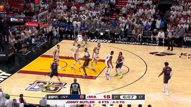 【2023年05月07日 尼克斯vs热火集锦】巴特勒严防巴雷特送血帽 阿德巴约反击勾手上篮轻取两分