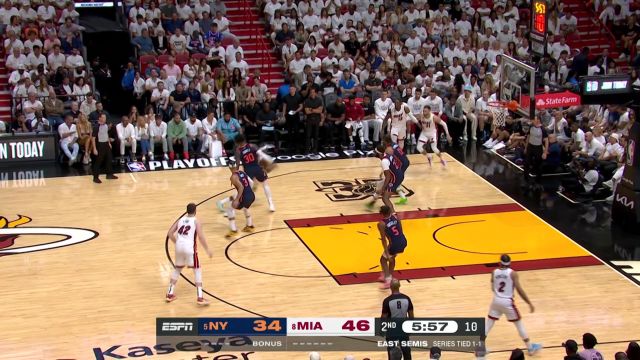 【2023年05月07日 尼克斯vs热火集锦】浑身是经验！乐福单打哈特利用优势打板命中