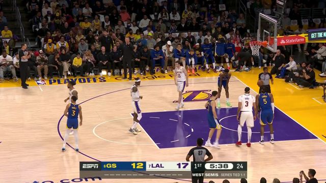 【2023年05月07日】NBA西部半决赛G3：勇士vs湖人第1节英文原声回放