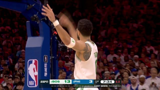 【2023年05月12日 凯尔特人vs76人集锦】一点面子都不给！塔图姆迎面巴掌大帽将哈登三分拒之门外