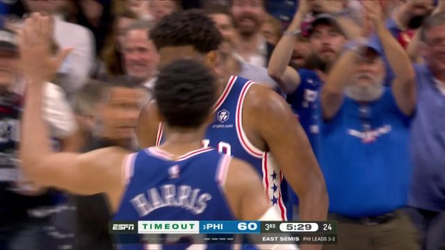 【2023年05月12日 凯尔特人vs76人集锦】恩比德内线一柱擎天大帽布朗 哈登反击妙传尼昂三分迫近分差