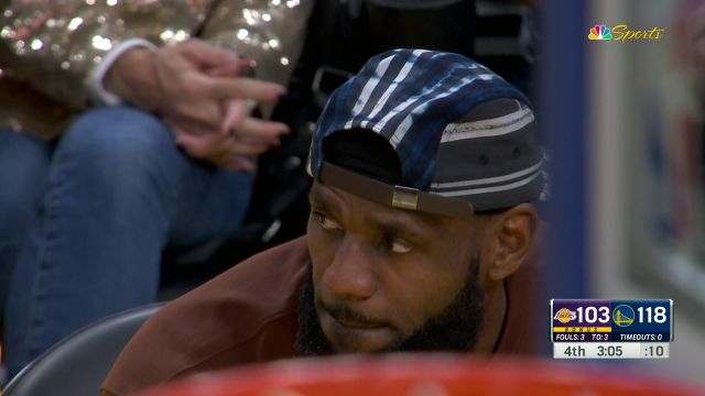 【2023年10月08日 湖人vs勇士集锦】昨晚干啥去了？詹姆斯场边困得不行哈欠满天飞