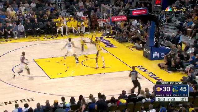 【2023年10月08日 湖人vs勇士集锦】早已看穿你的小把戏！雷迪什空中接力被库里直接拦截