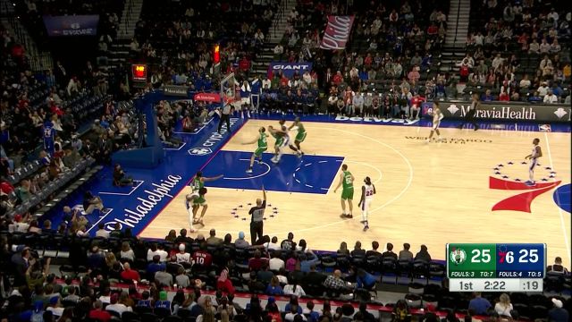 【2023年10月12日 凯尔特人vs76人集锦】丹尼格林超远送出妙传 乌布雷底角三分正中靶心