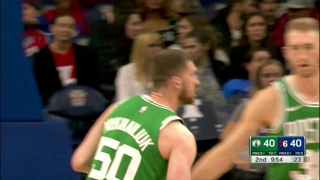 【2023年10月12日 凯尔特人vs76人集锦】展现投手本色！米哈伊柳克里突外投连得五分