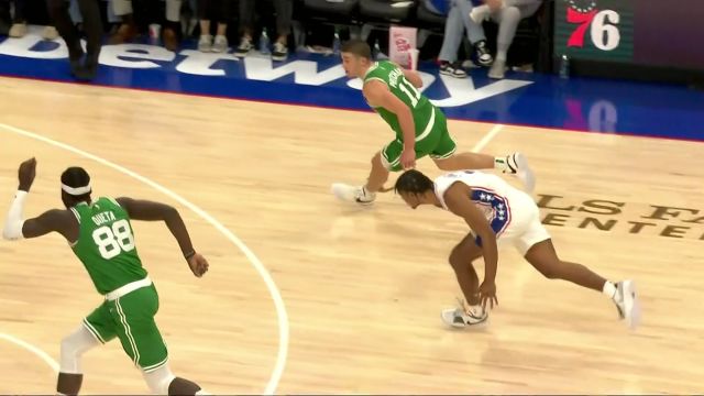 【2023年10月12日 凯尔特人vs76人集锦】普理查德风骚背运晃过防守 高抛喂饼助飞奎塔空接炸筐