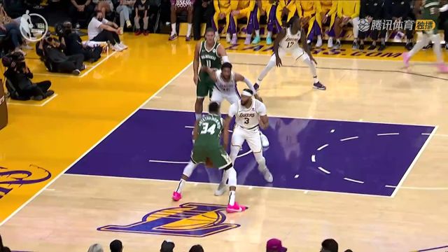 【2023年10月16日 雄鹿vs湖人集锦】NBA：字母哥低位单打 无视浓眉完成暴扣