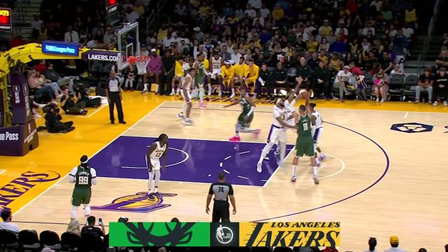 【2023年10月16日 雄鹿vs湖人集锦】配合的精妙无比！字母哥与大洛佩兹双人配合轻松贯穿防守篮下扣篮得手