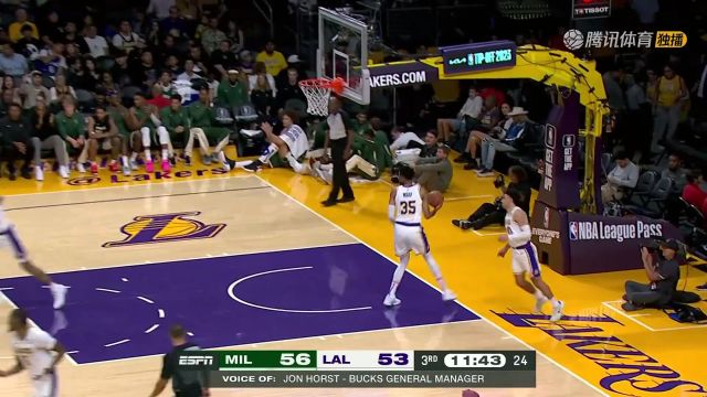 【2023年10月16日 雄鹿vs湖人集锦】NBA：利拉德轻松突破伍德 上篮打成2+1