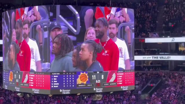 【2023年10月17日 开拓者vs太阳集锦】重回故地！太阳主场大屏幕欢迎艾顿