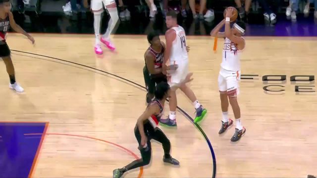 【2023年10月17日 开拓者vs太阳集锦】化身神枪手！布克三分4投4中无死角狙击