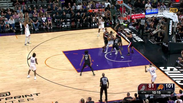 【2023年10月17日 开拓者vs太阳集锦】NBA：太阳大胜开拓者 三巨头半场轻取49分