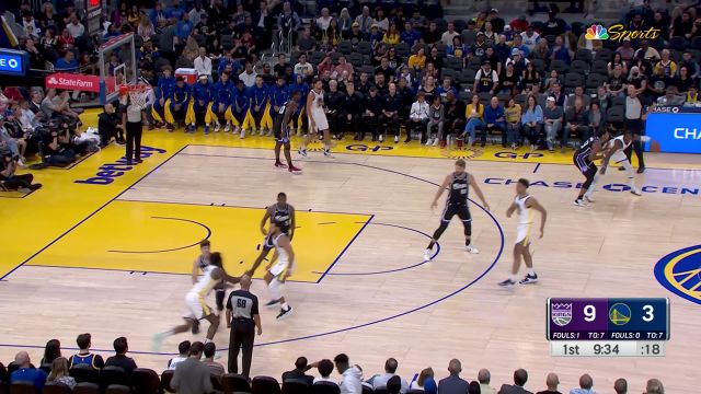 【2023年10月19日 国王vs勇士集锦】季前赛场均得分第一的实力！库明加顺步突破直杀篮下扣篮命中