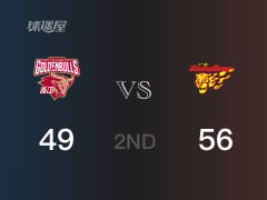CBA常规赛：广东以56-49领先浙江，结束半场