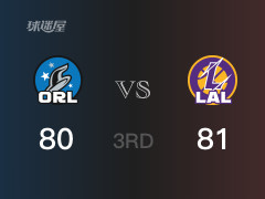 三节比分，湖人81-80领先魔术，戴维斯22分