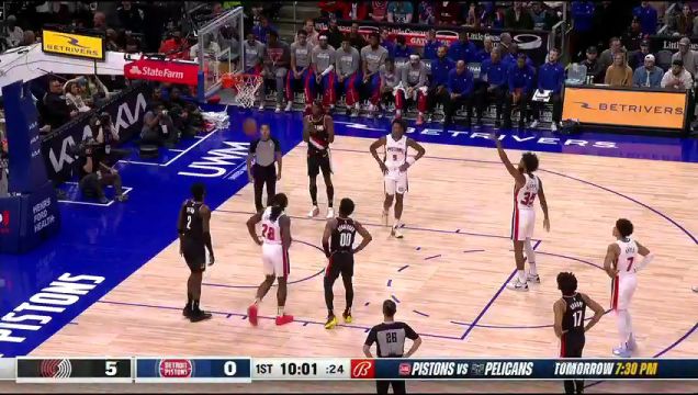 【2023年11月02日】NBA常规赛：开拓者vs活塞第1节中文解说回放