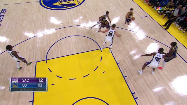 【2023年11月02日 国王vs勇士集锦】格林顺水推舟送出助攻 克莱脚步轻点中投开火