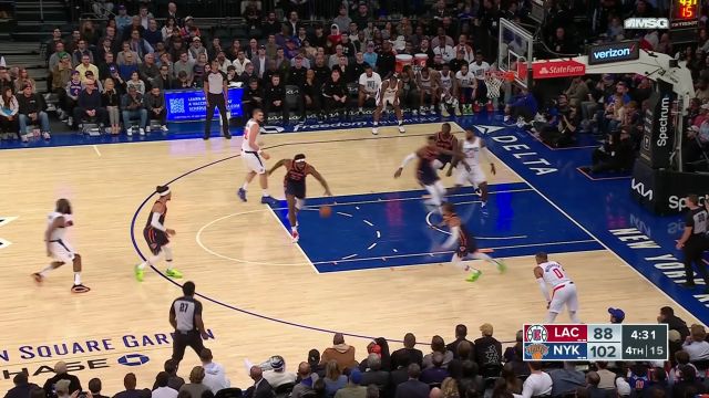 【2023年11月07日 快船vs尼克斯集锦】布伦森反击快攻送助攻 哈特一骑绝尘接球上篮