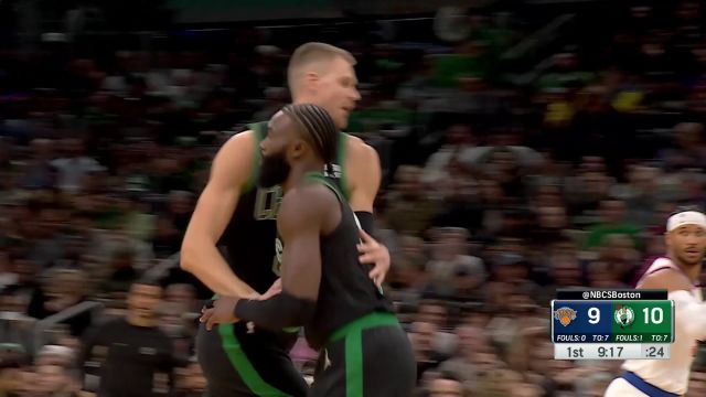 【2023年11月14日 尼克斯vs凯尔特人集锦】波尔津吉斯vs尼克斯集锦 近9战场均20+6真实命中率71%